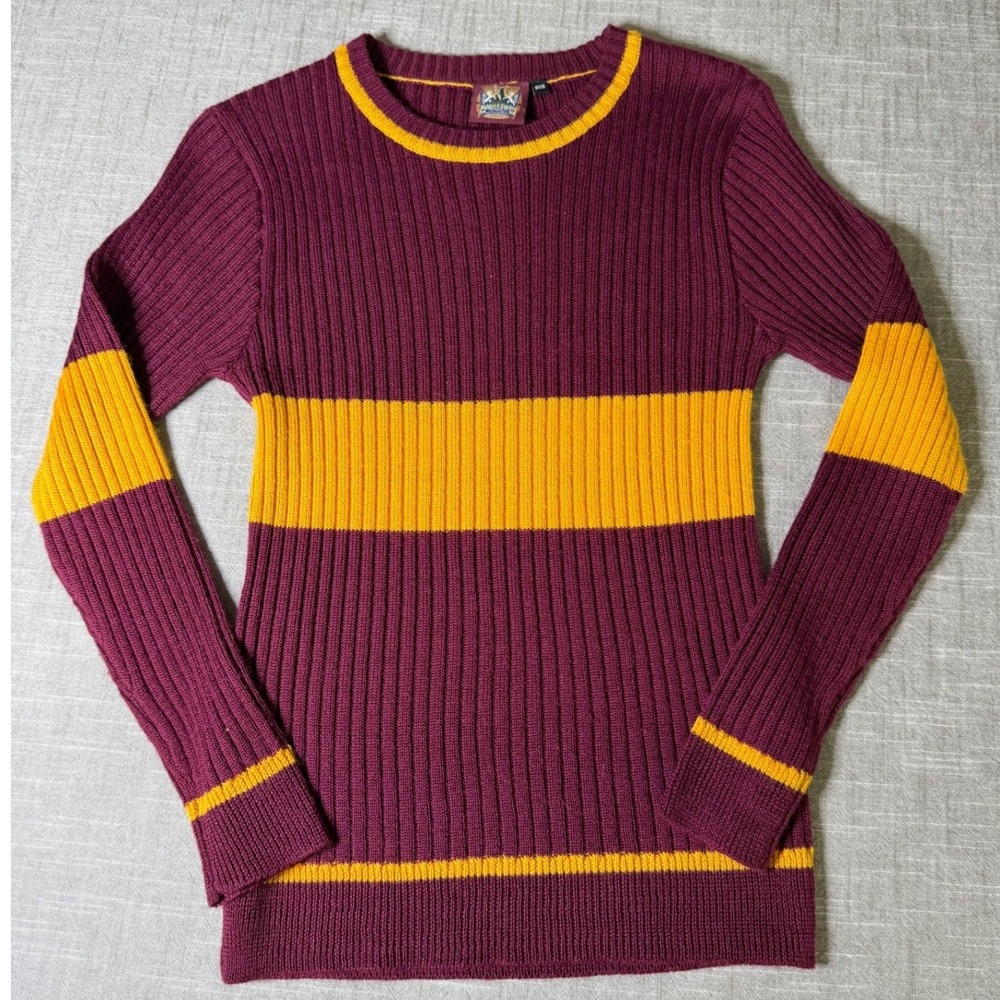 Habber & Dasher Gryffindor Colors Ribbed Sweater Burgundy Gold WXS Harry Potter